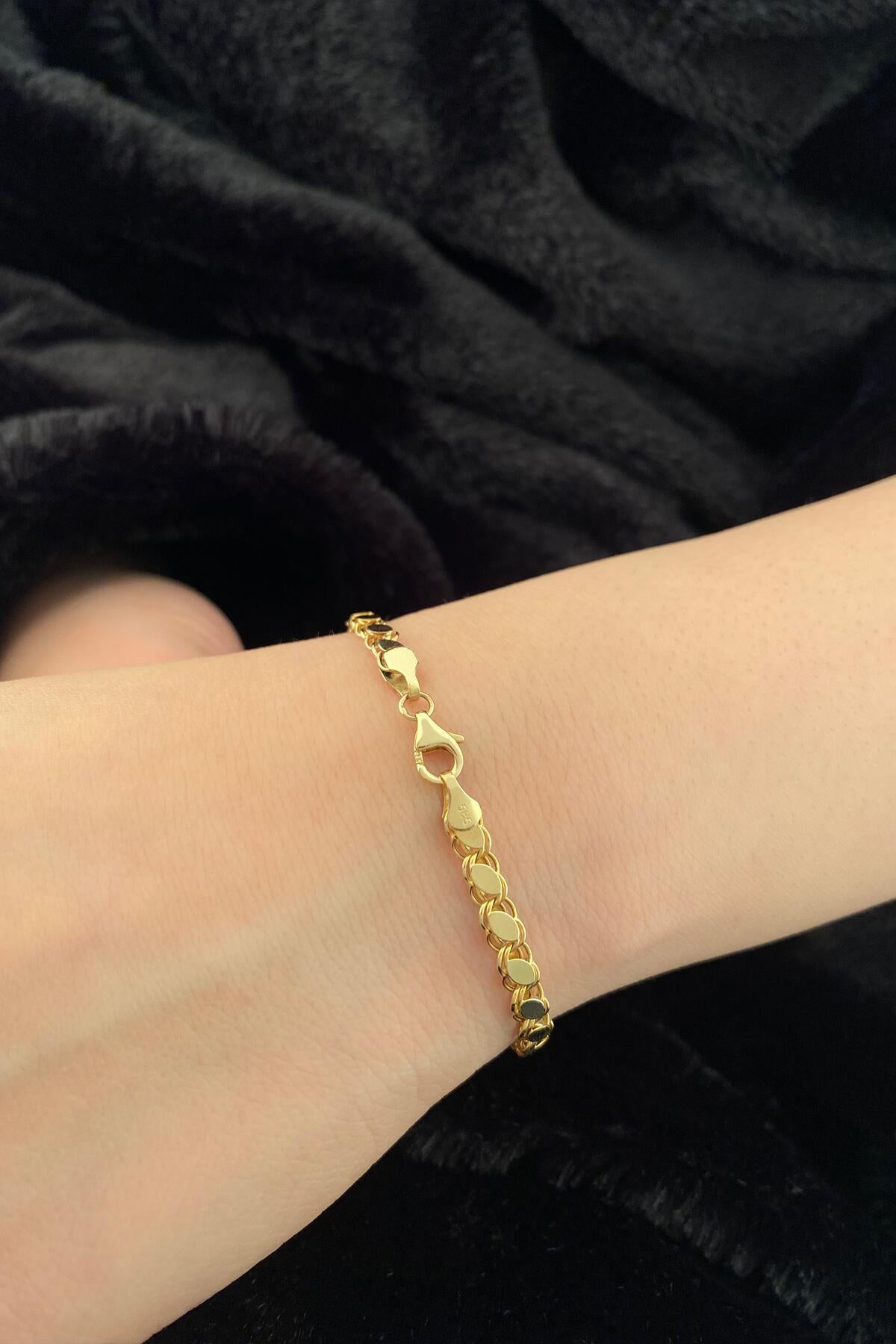 14K Gold Sequin Chain Bracelet 0.157 inch