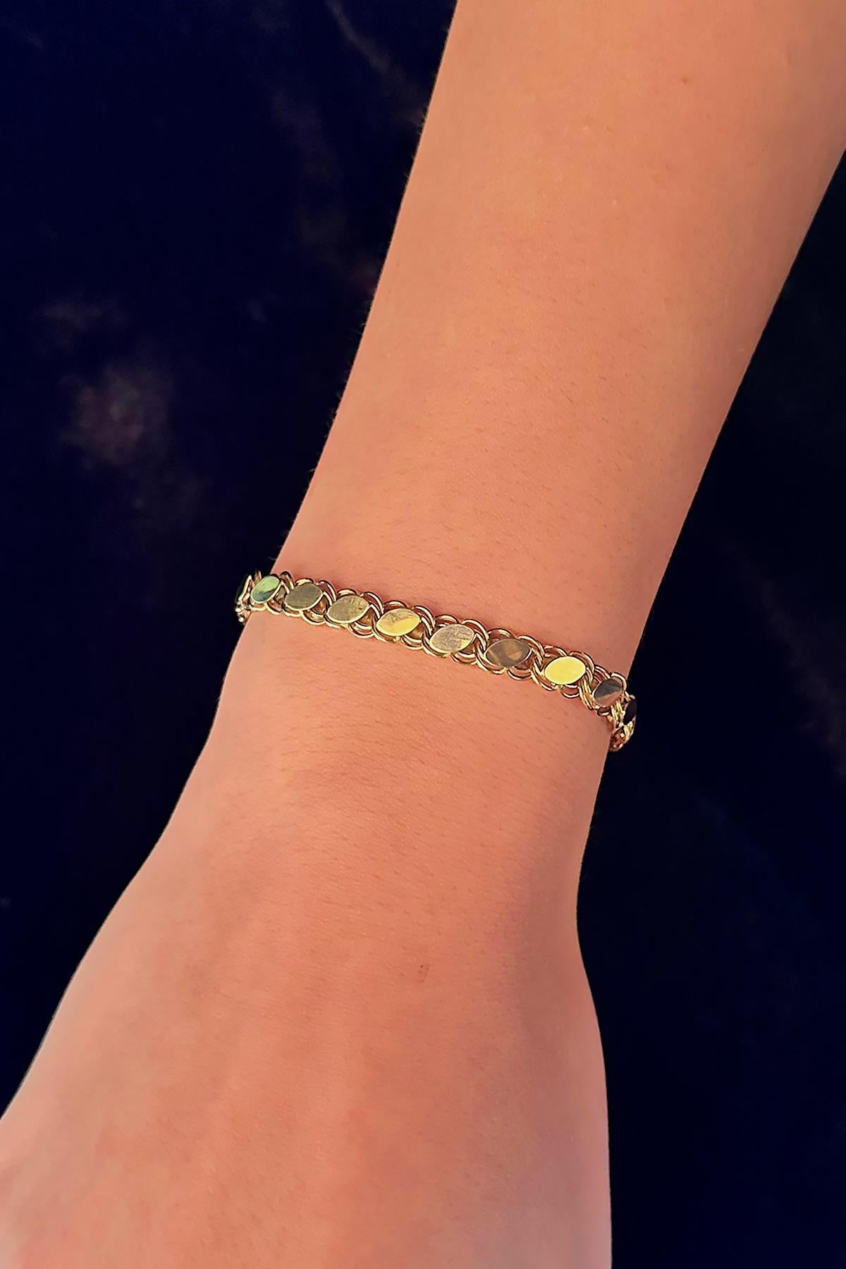 14K Gold Sequin Chin Bracelet 0.236 inch