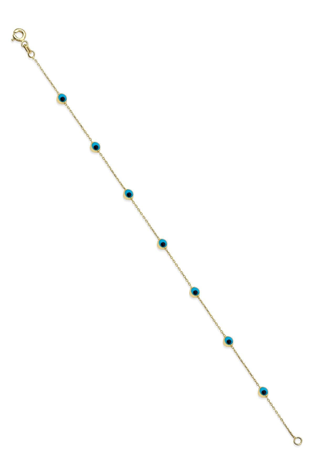 14K Gold Seven Evil Eye Bracelet