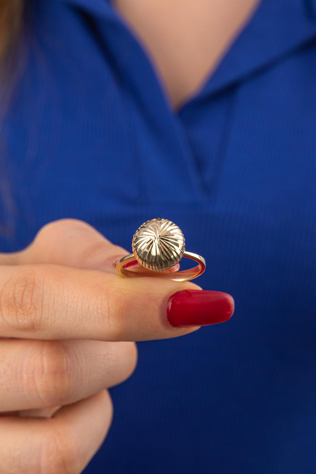 14K Gold Shiny Ball Ring