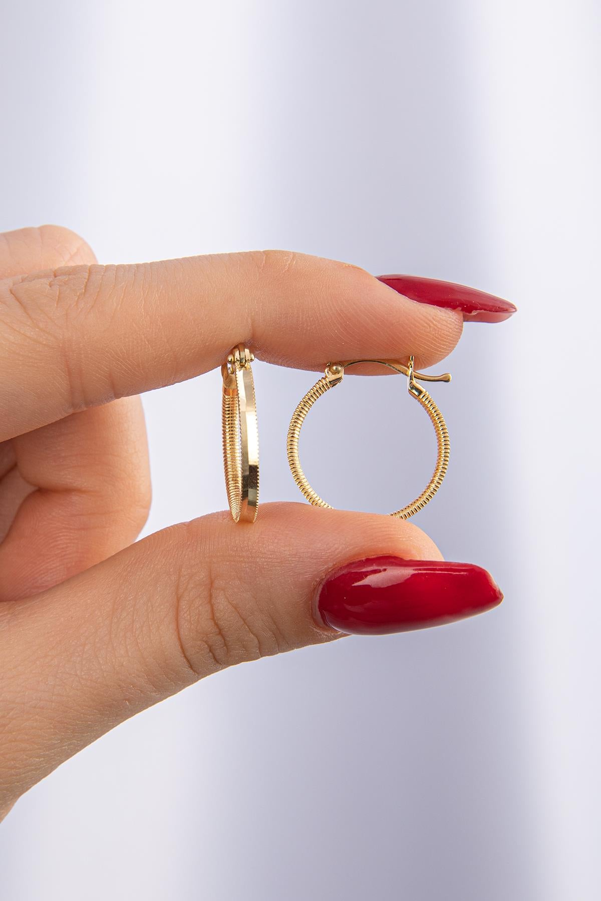 14K Gold Shiny Hoop Earrings
