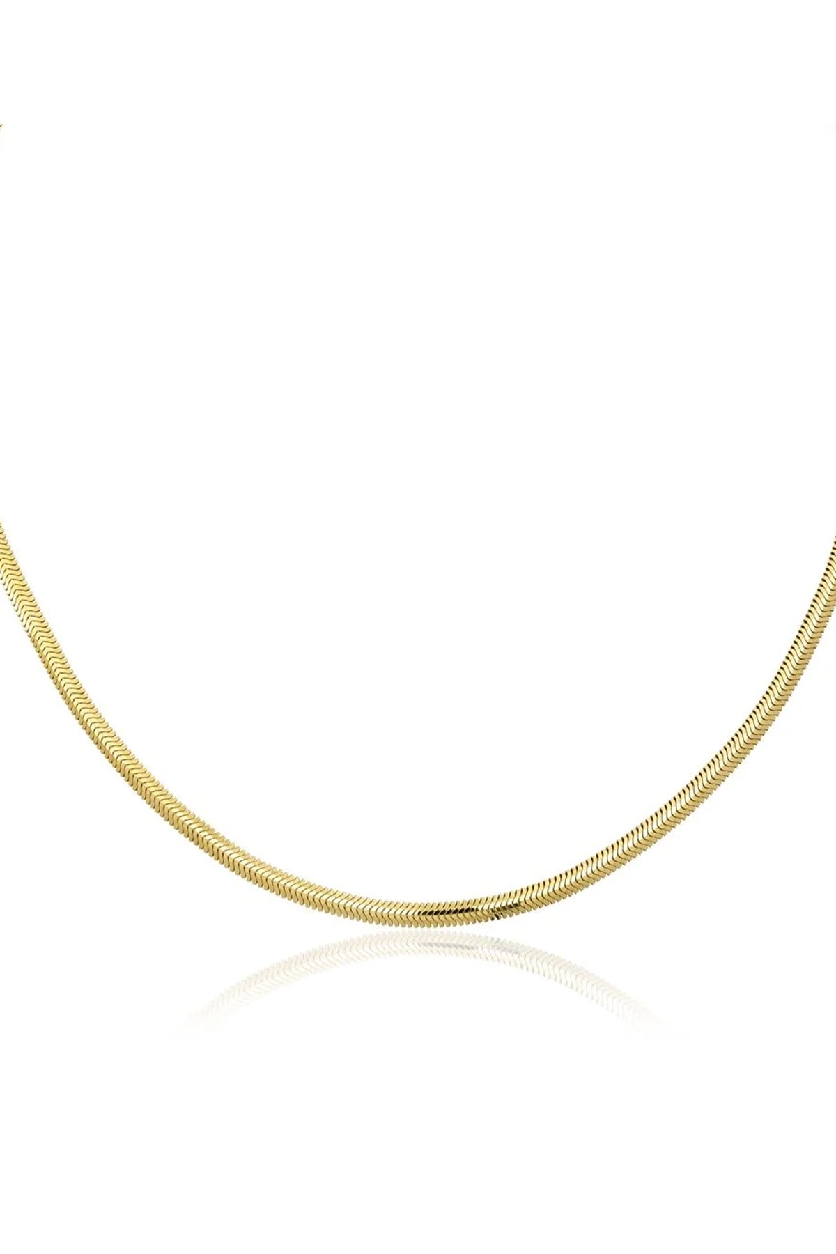 14K Gold Snake Flat Necklace