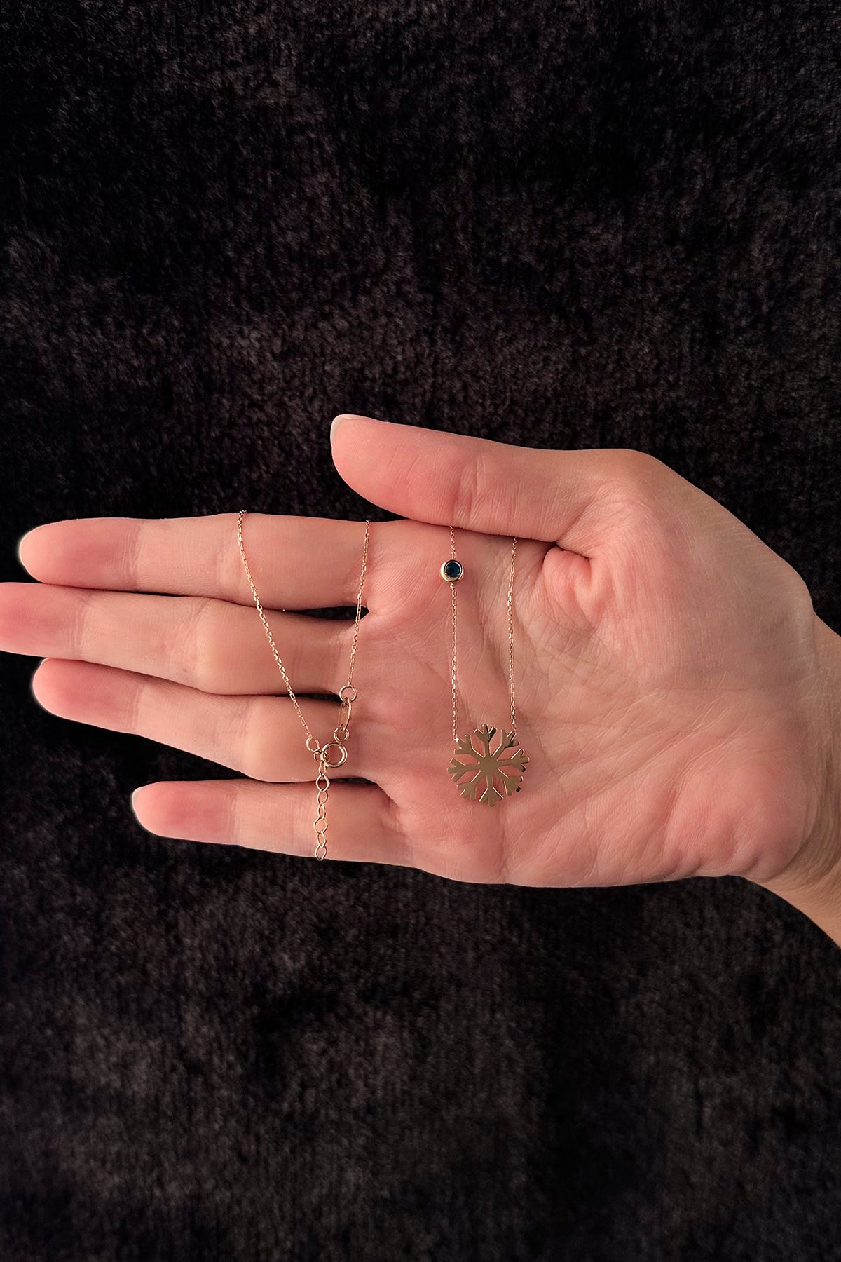 14K Gold Snowflake With Evil Eye Necklace