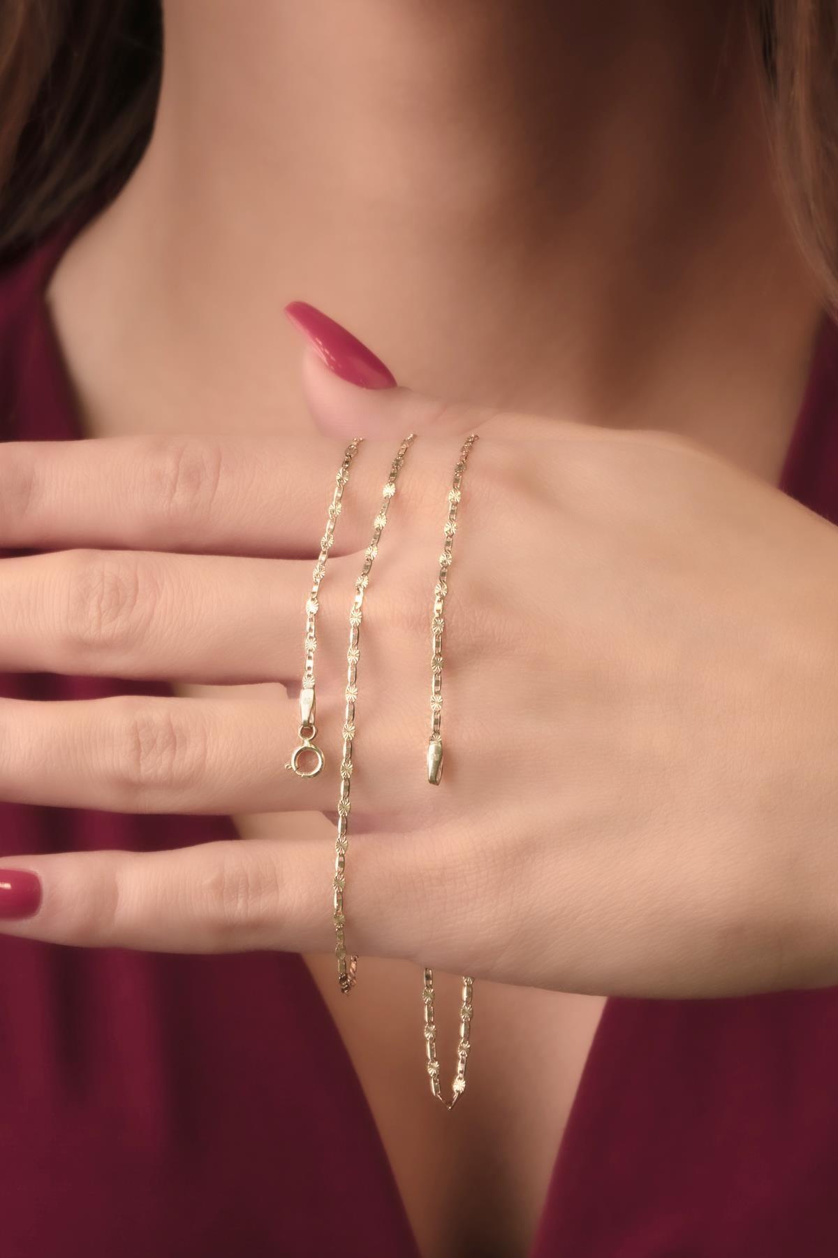14K Gold Sparkle Mirror Chain
