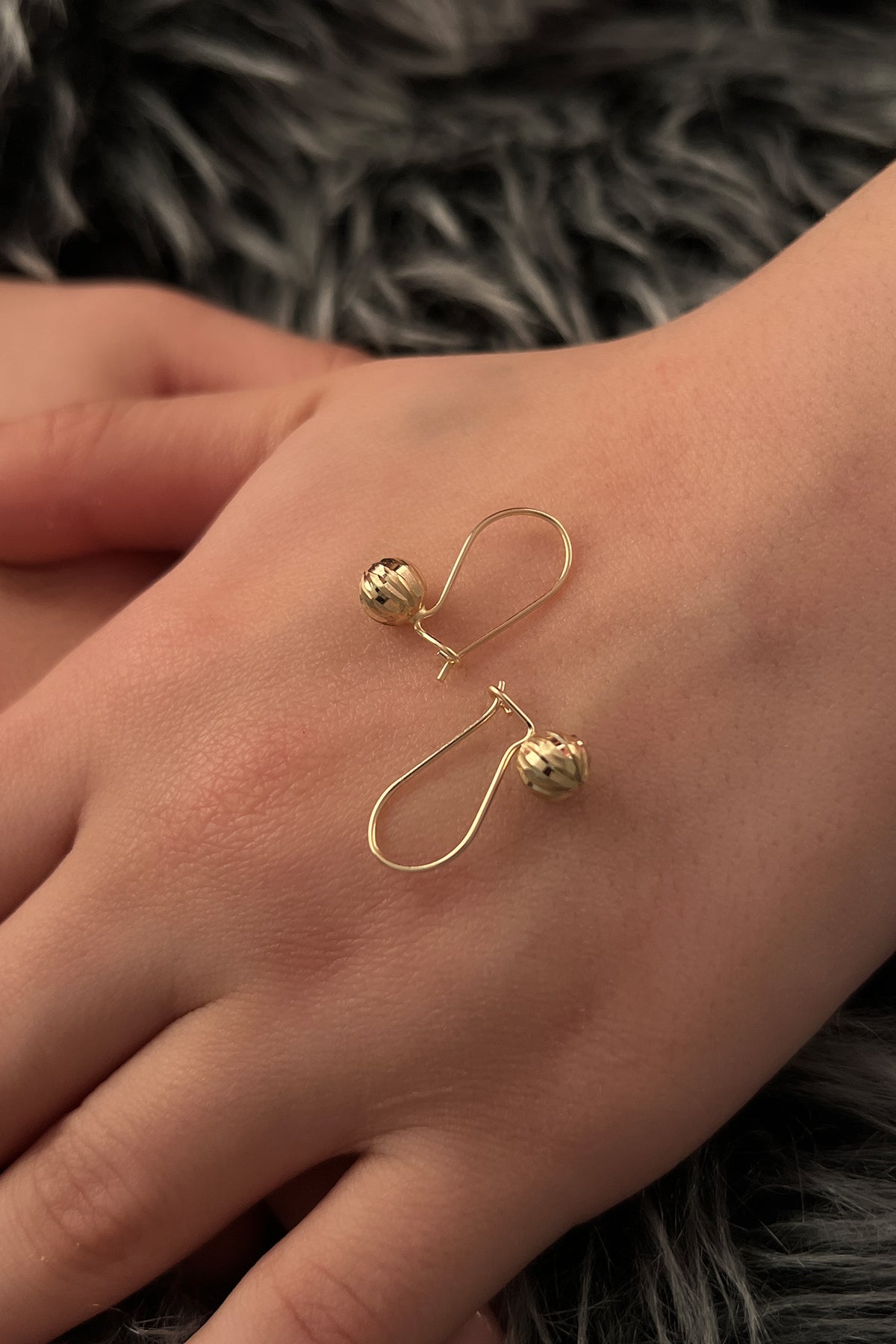 14K Gold Sparkling Ball Dangle Earrings