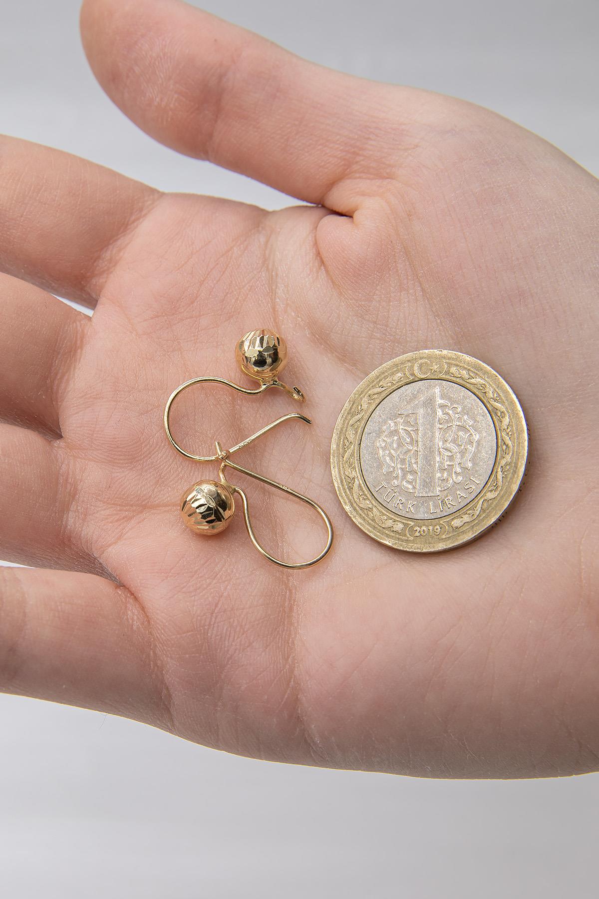 14K Gold Sparkling Euroball Earrings ( Small )