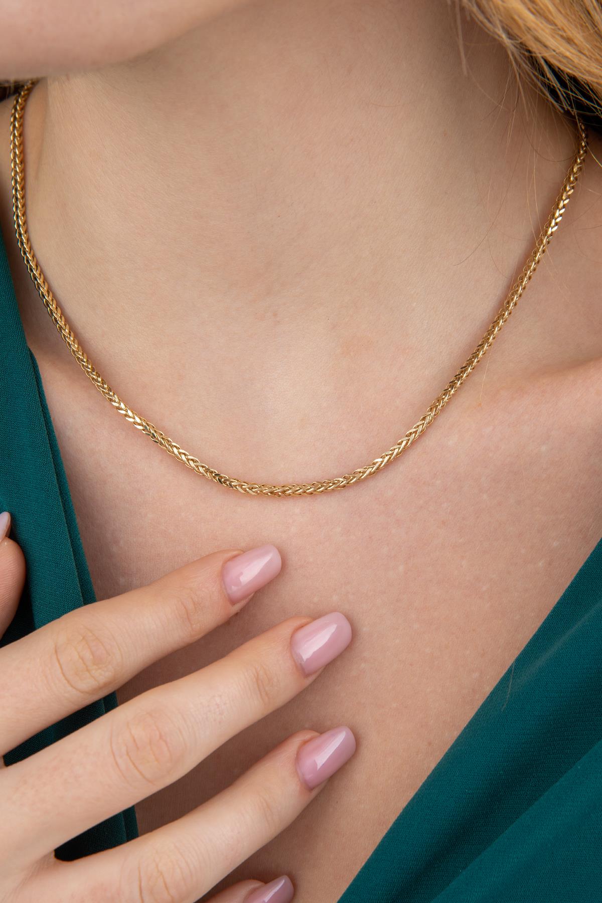 14K Gold Square Foxtail Chain 0.078 inch