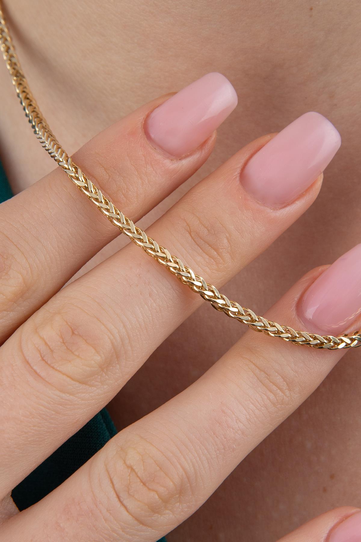 14K Gold Square Foxtail Chain 0.078 inch