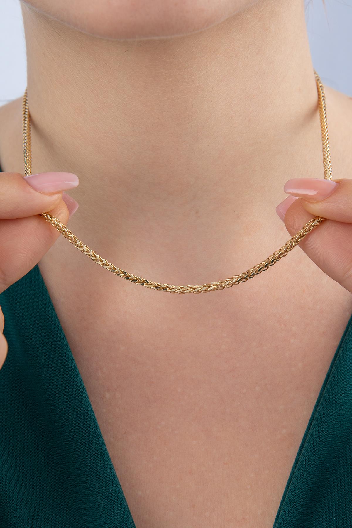 14K Gold Square Foxtail Chain 0.078 inch
