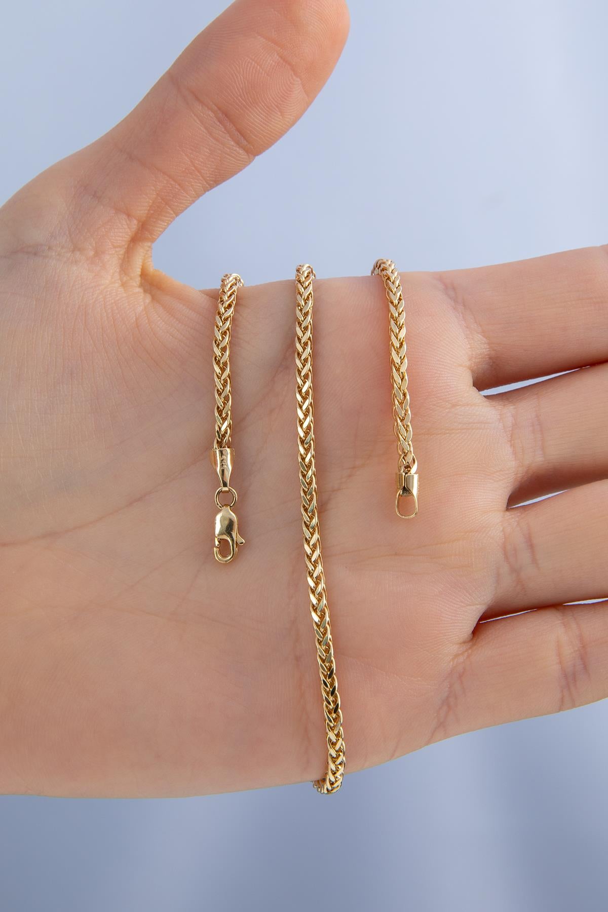 14K Gold Square Foxtail Chain 0.078 inch
