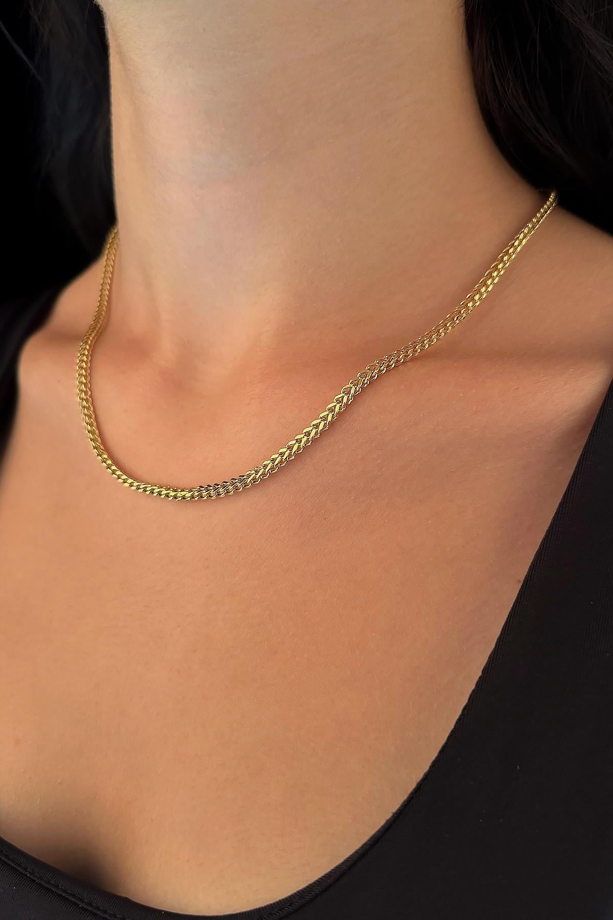 14K Gold Square Foxtail Chain 0.127 inch