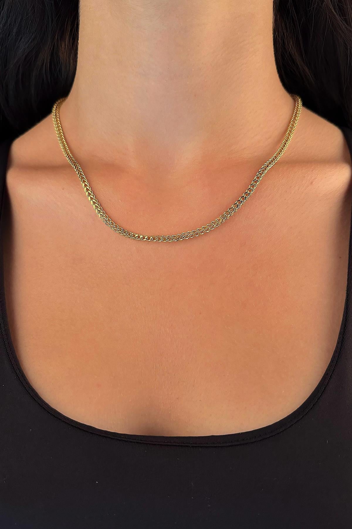 14K Gold Square Foxtail Chain 0.127 inch