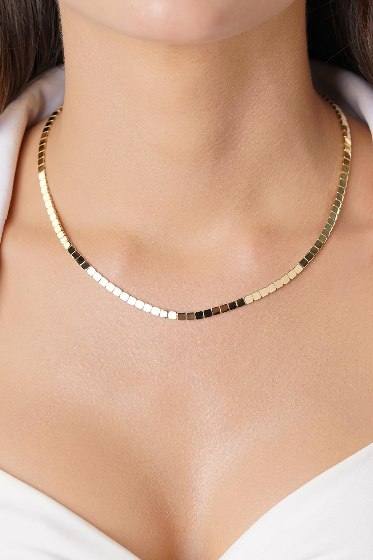 14K Gold Square Series Necklace