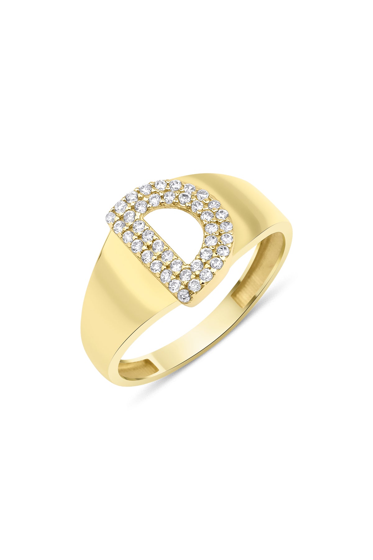 14K Gold Stone D Initial Ring