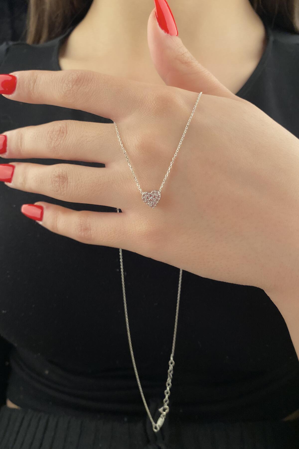 14K Gold Stone Heart Necklace
