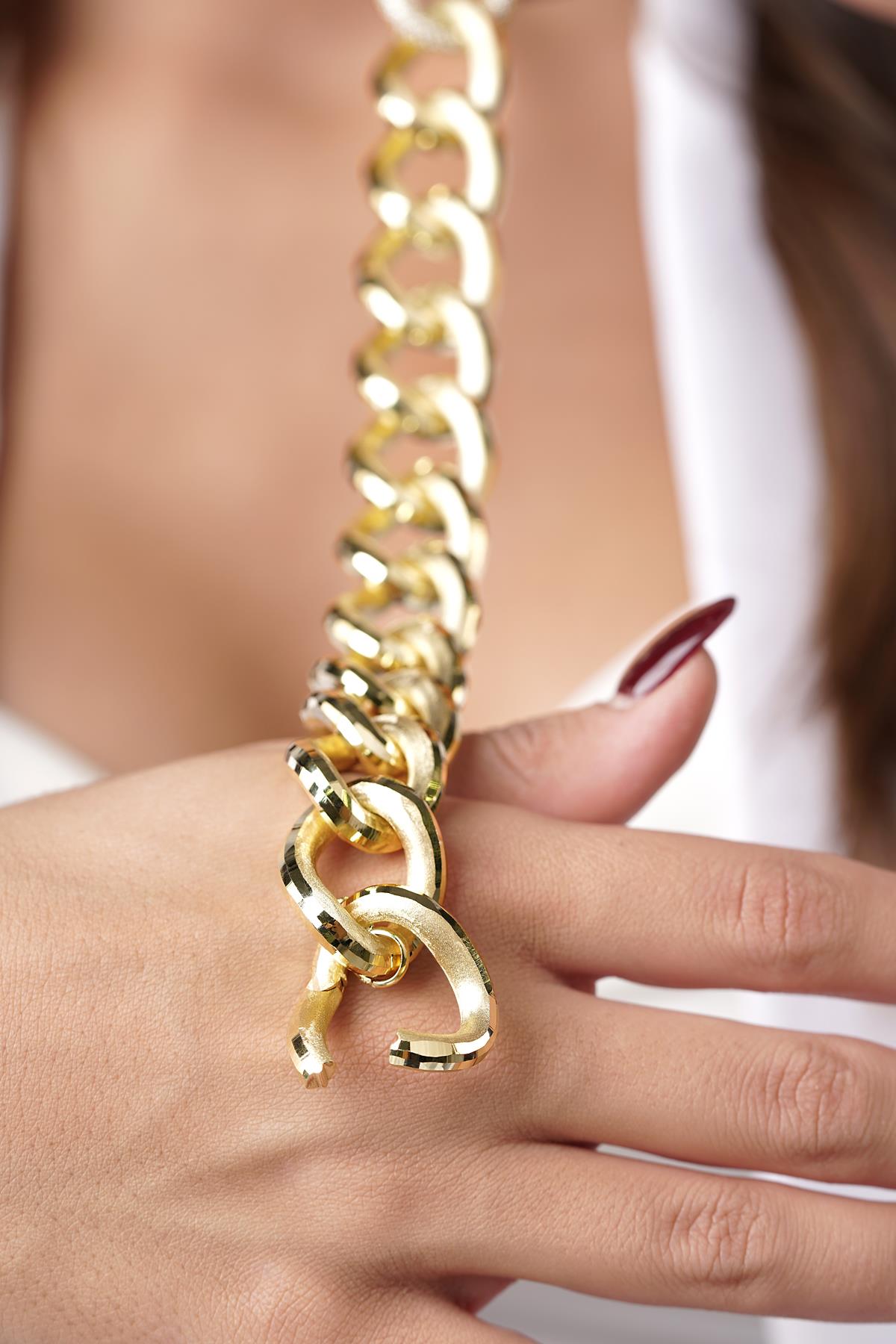 14K Gold Stone Hoop Gourmet Bracelet