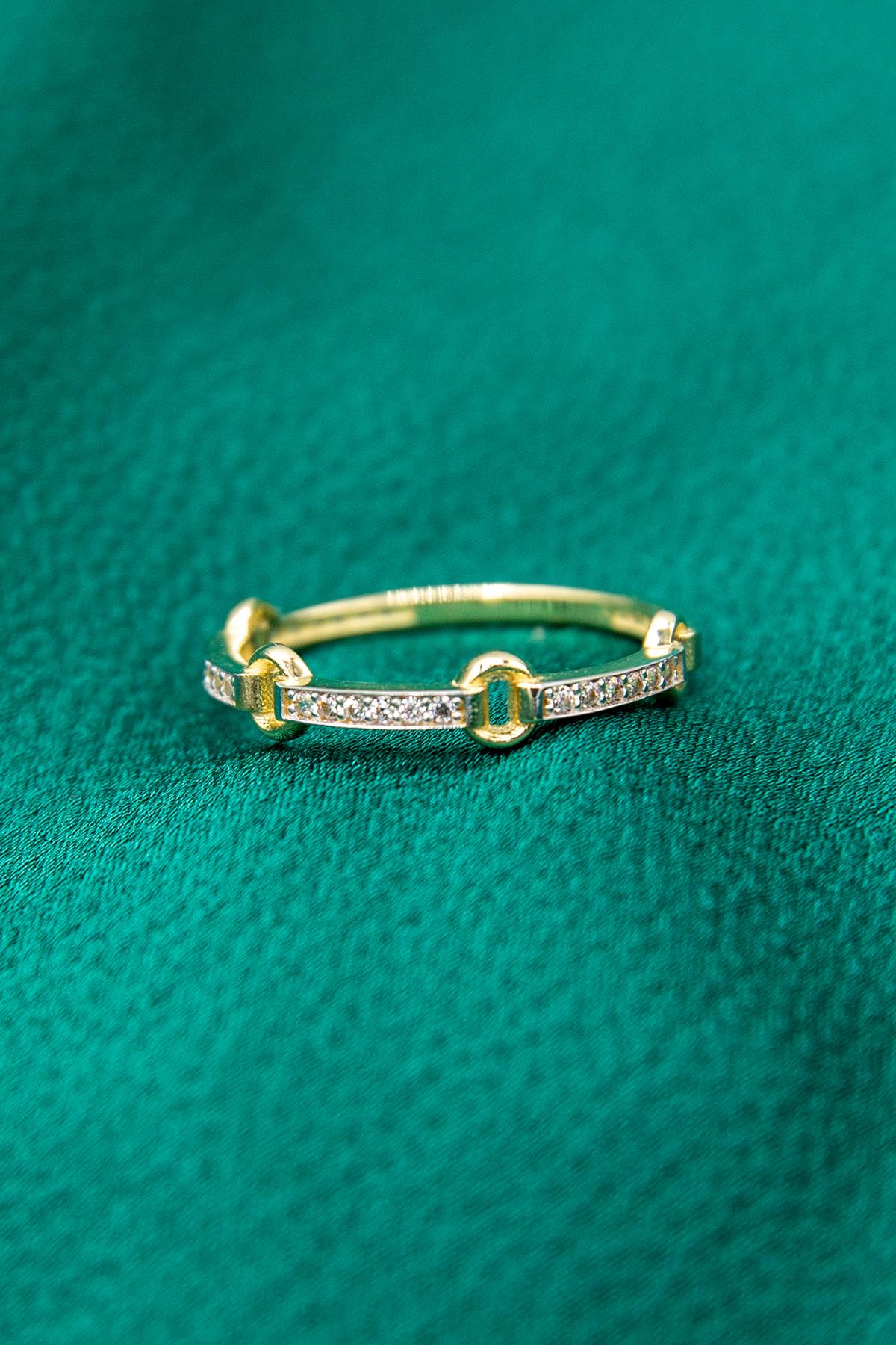 14K Gold Stone Hoop Ring