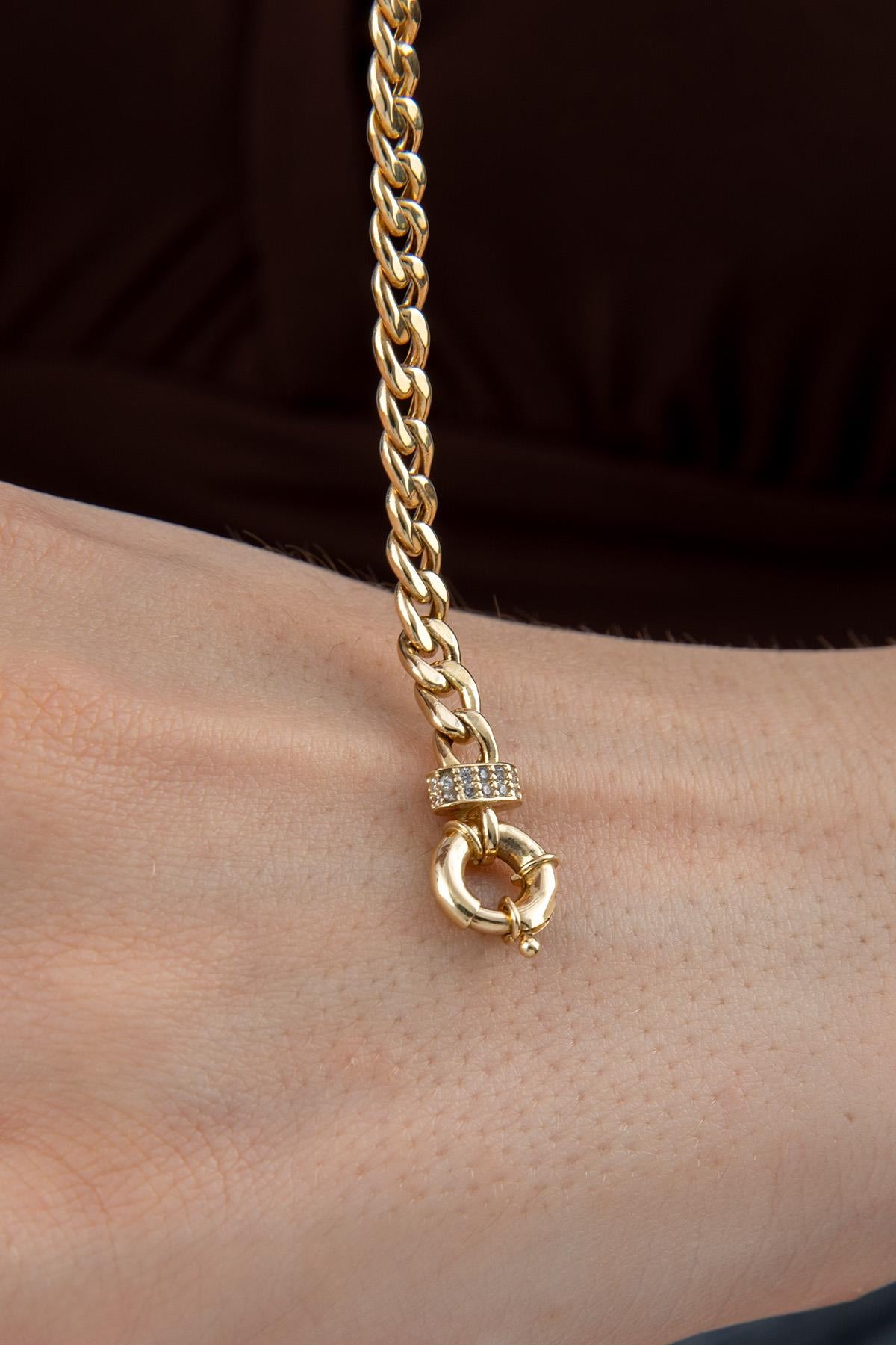 14K Gold Stone Personalized G Initial Letter Bracelet