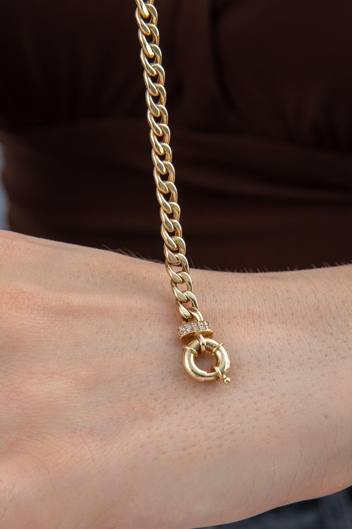 14K Gold Stone Personalized N Initial Letter Bracelet