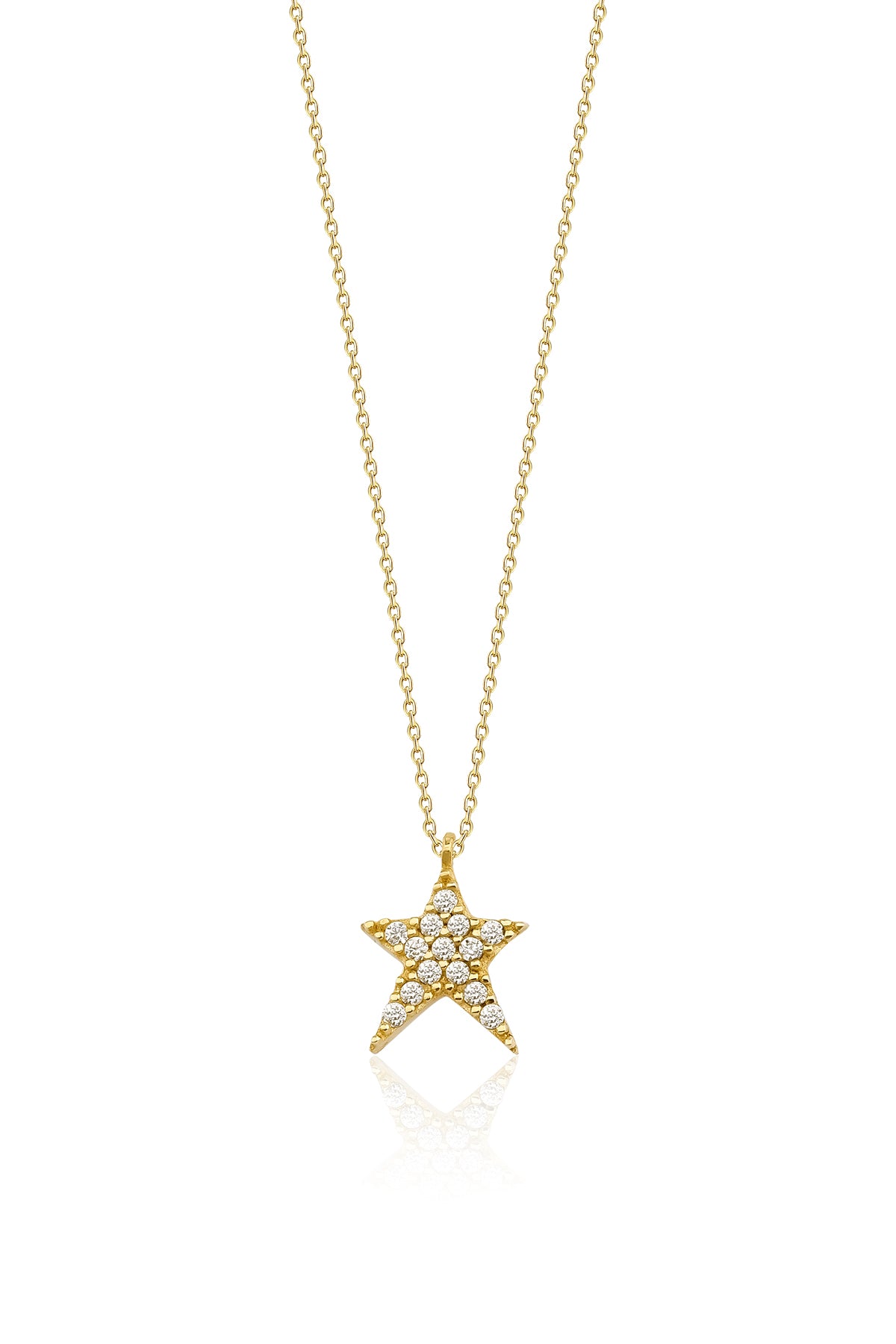 14K Gold Stone Tailed Star Necklace