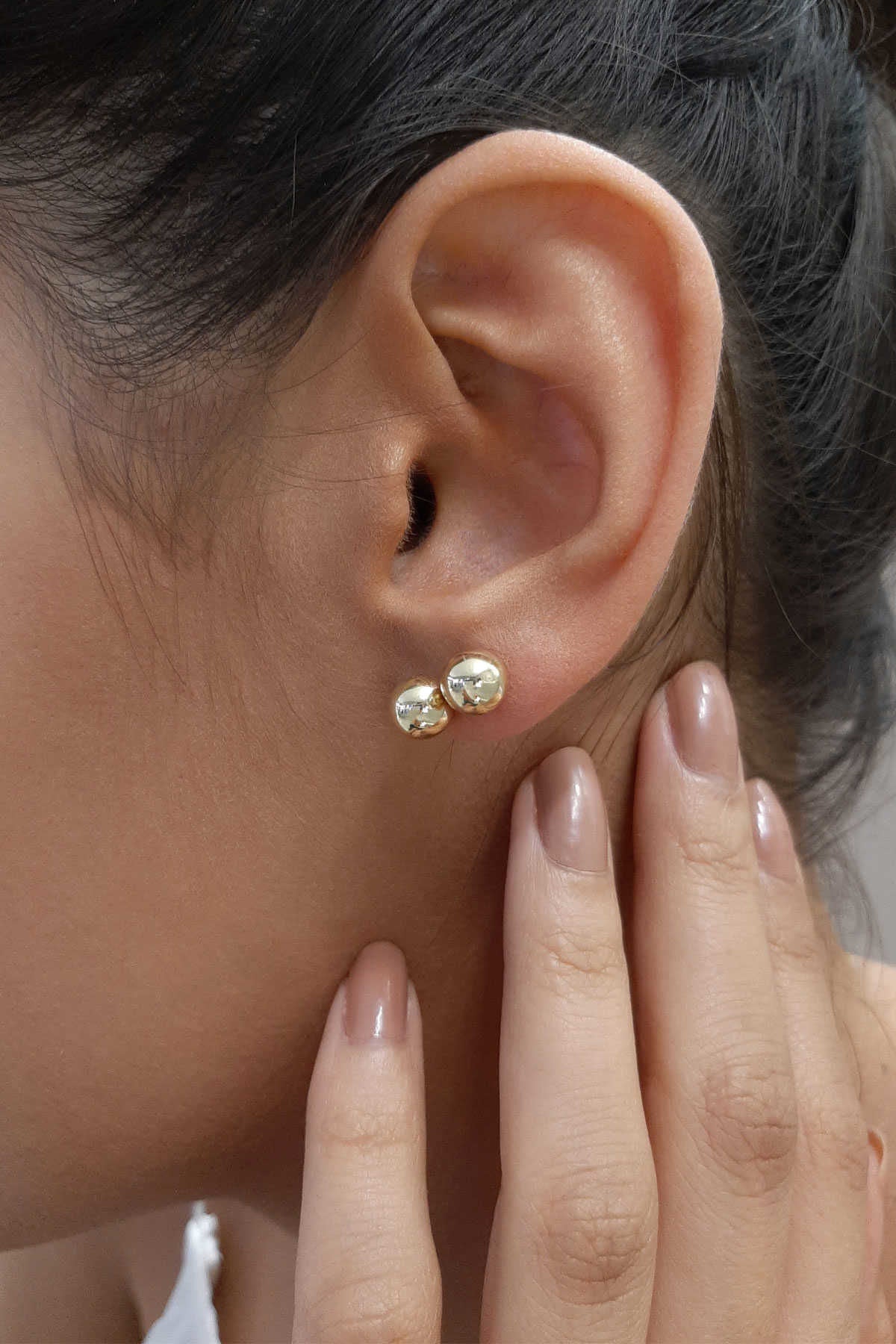 14K Gold Stud Ball Earrings 0.275 inch
