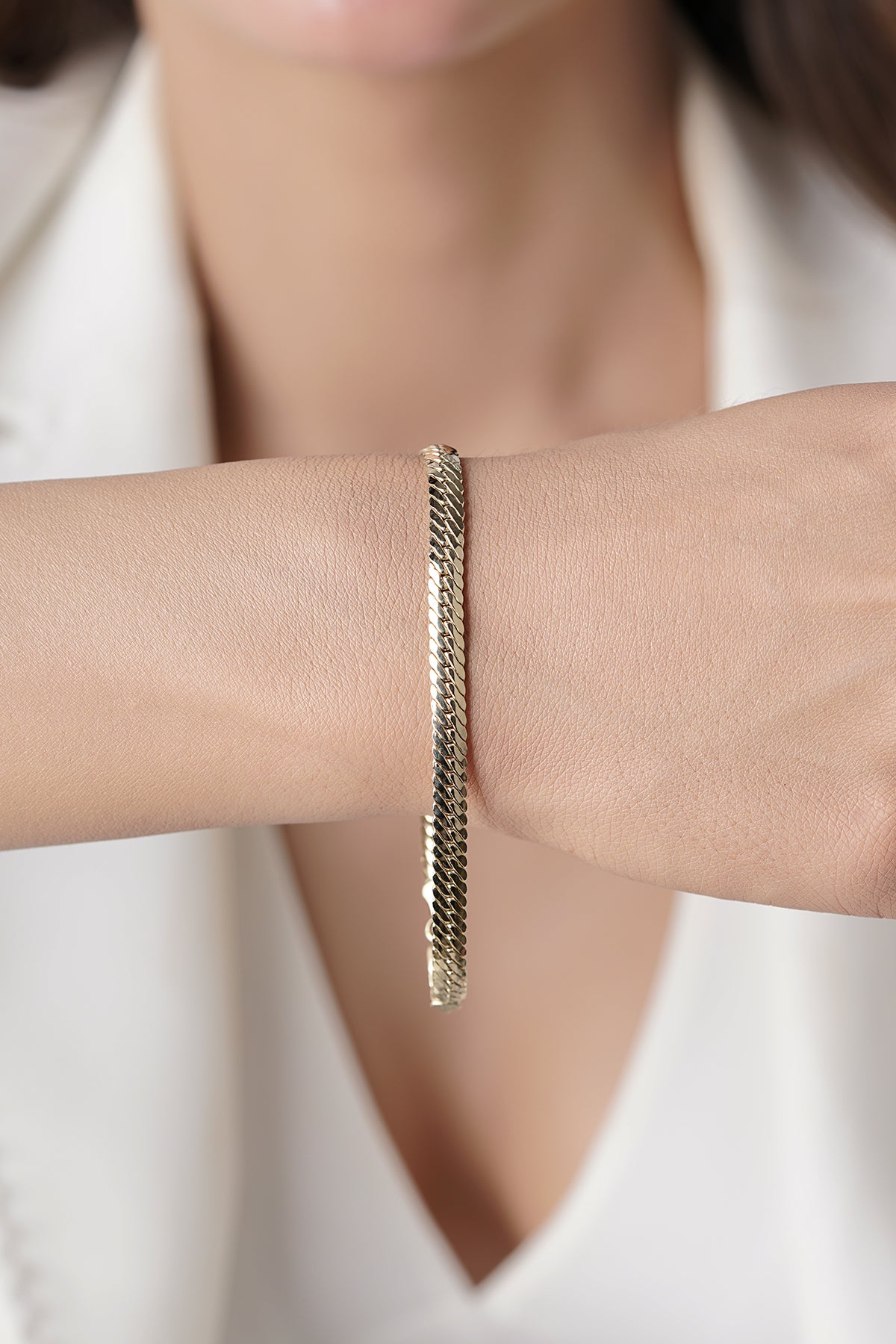 14K Gold Thick İtalian Snake Bracelet