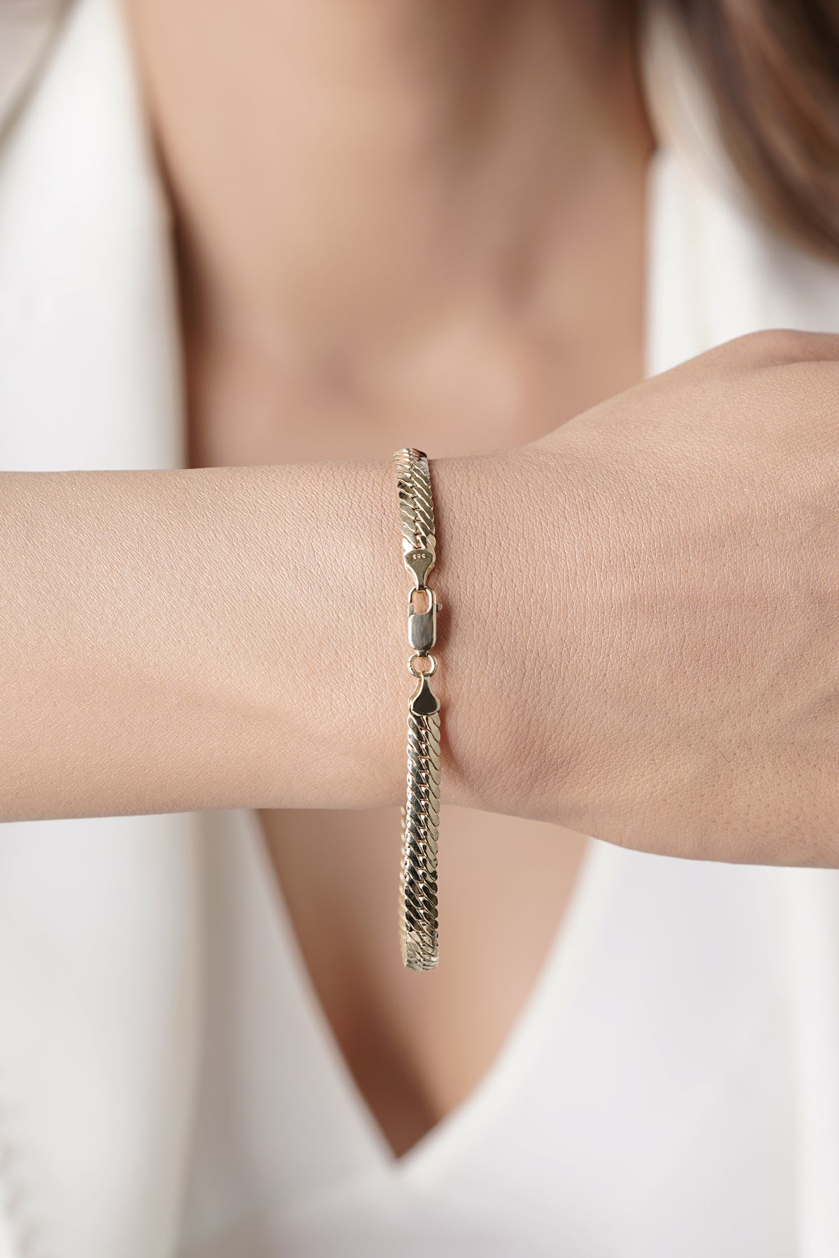 14K Gold Thick İtalian Snake Bracelet
