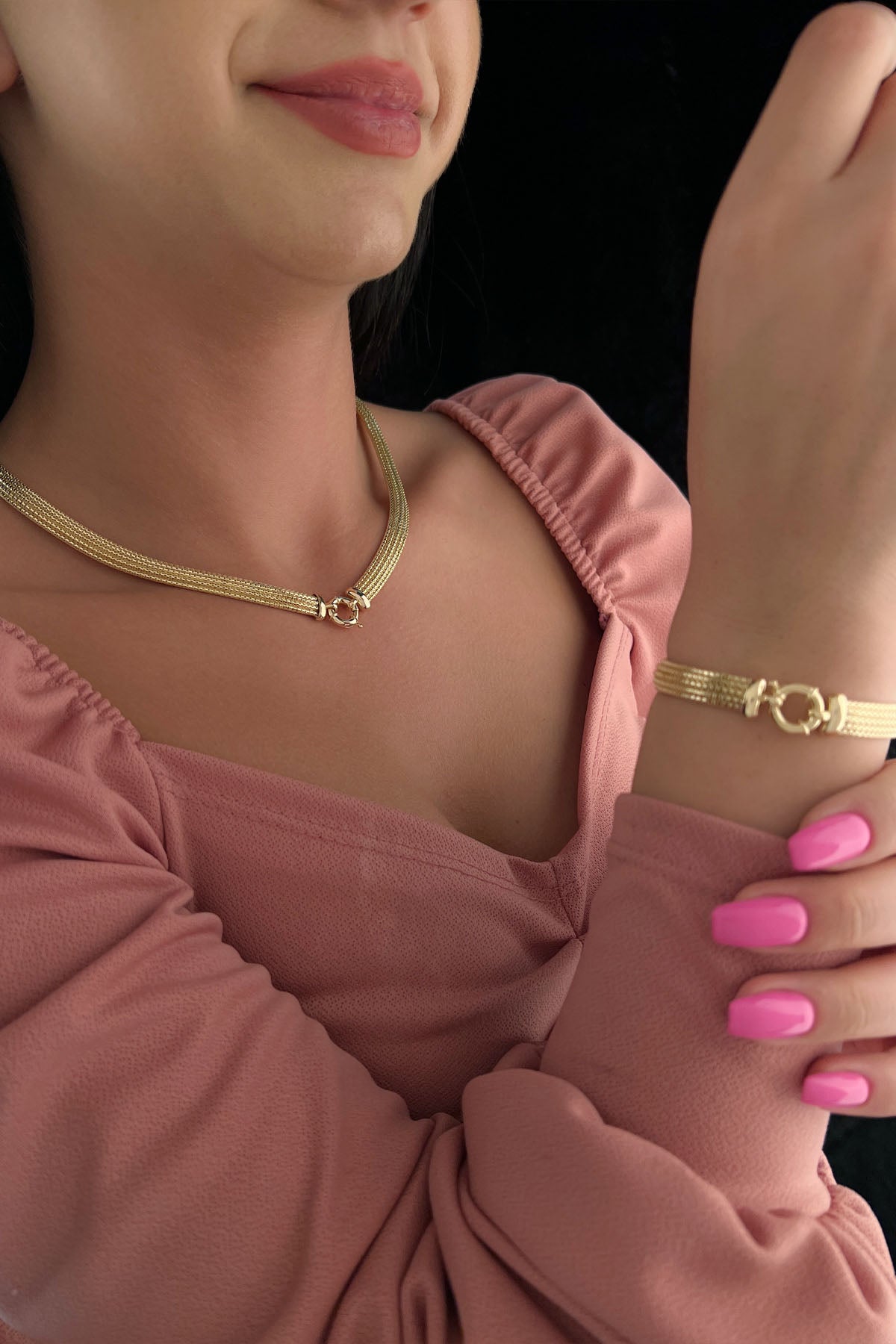 14K Gold Thick Mesh Set