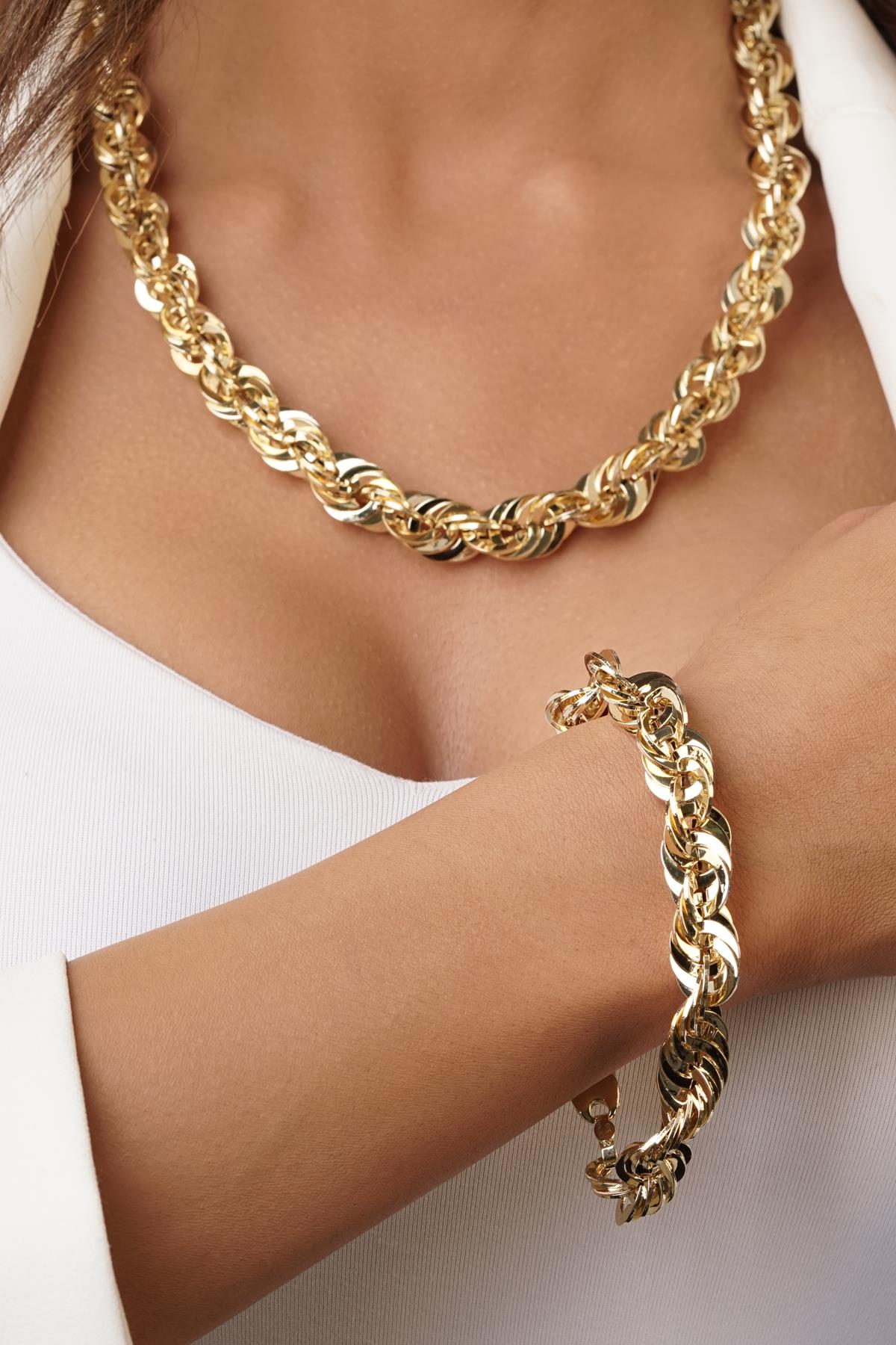 14K Gold Thick Rope Chain Set