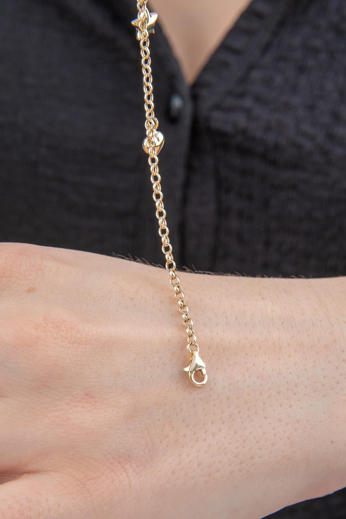 14K Gold Thin Rolo Charm Bracelet