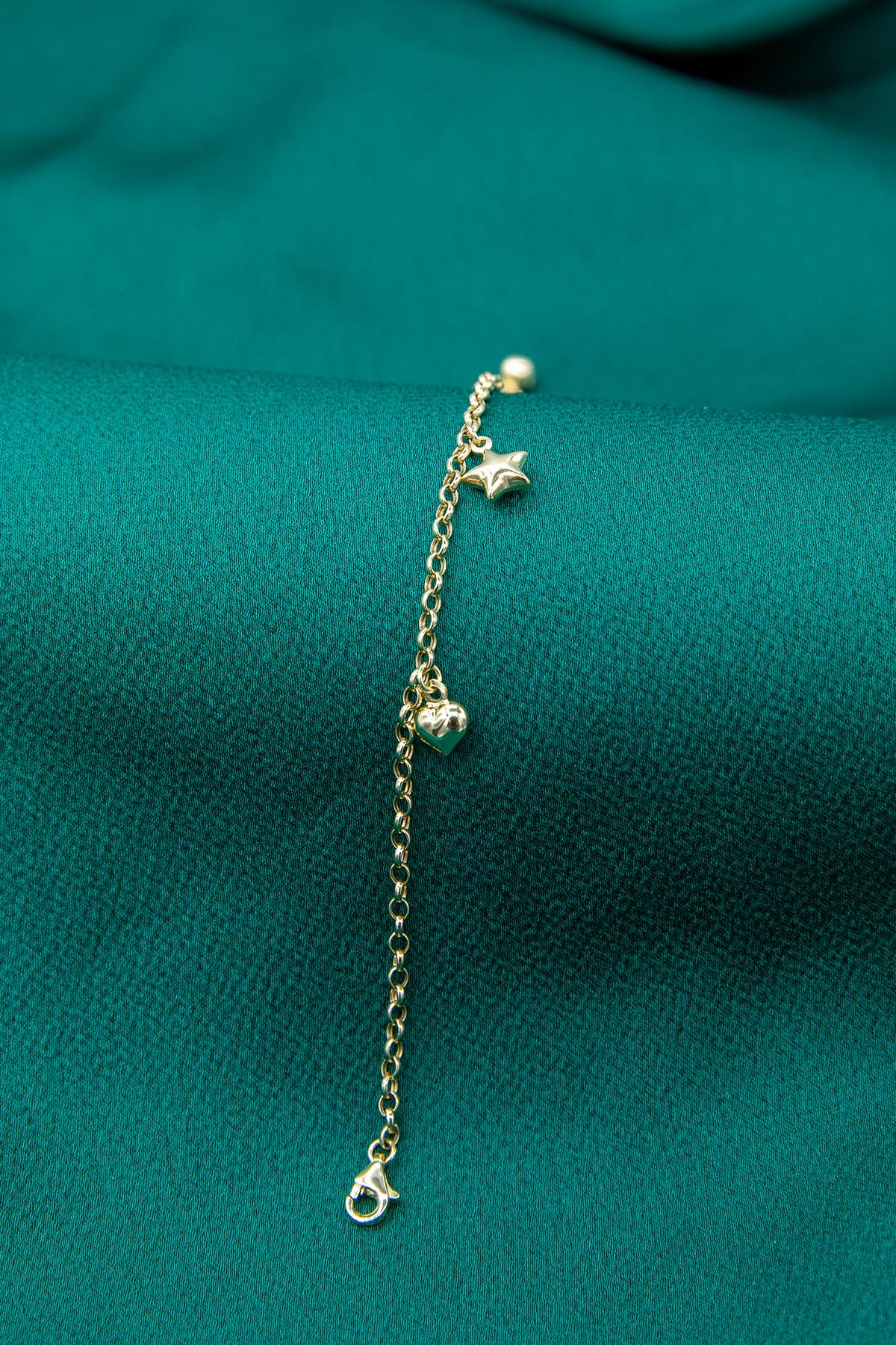 14K Gold Thin Rolo Charm Bracelet