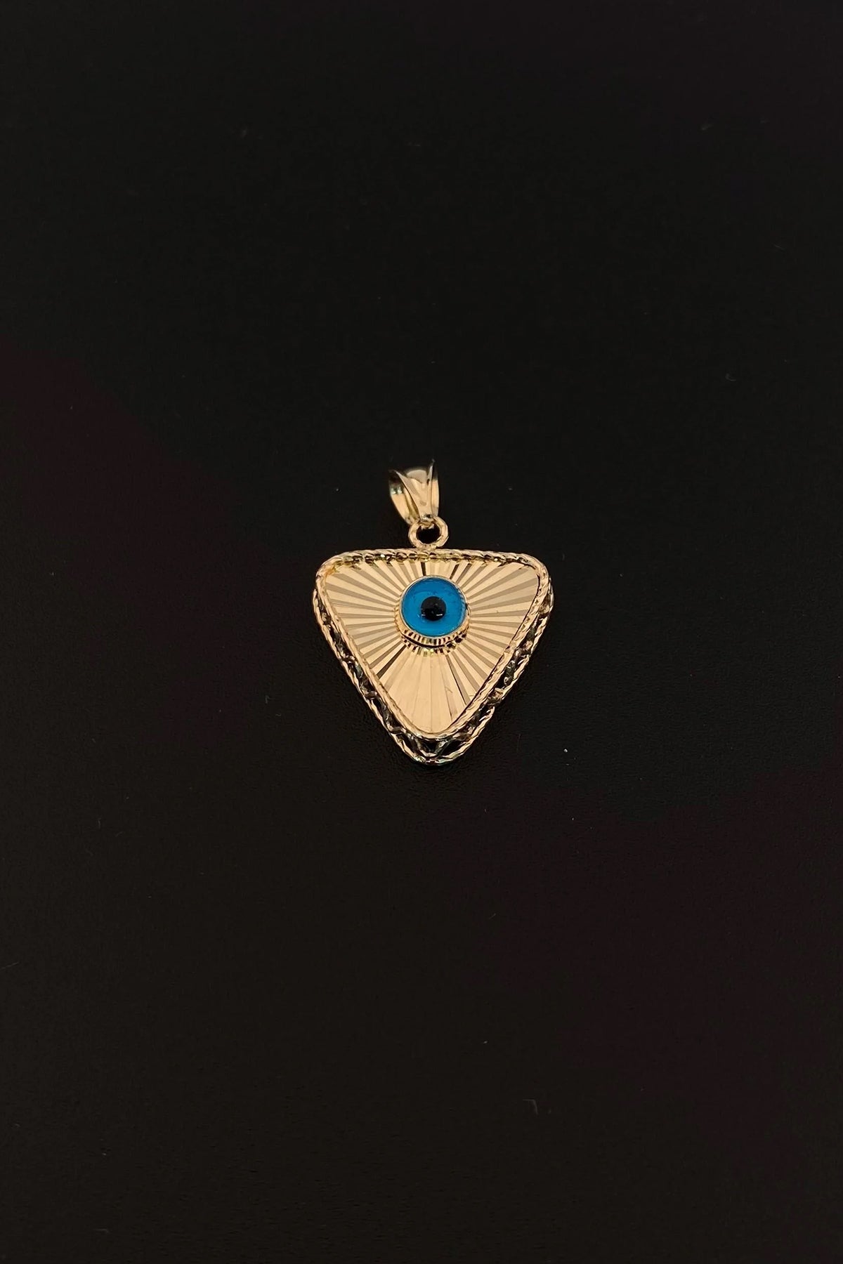 14K Gold Triangle Bright Evil Eye Charm