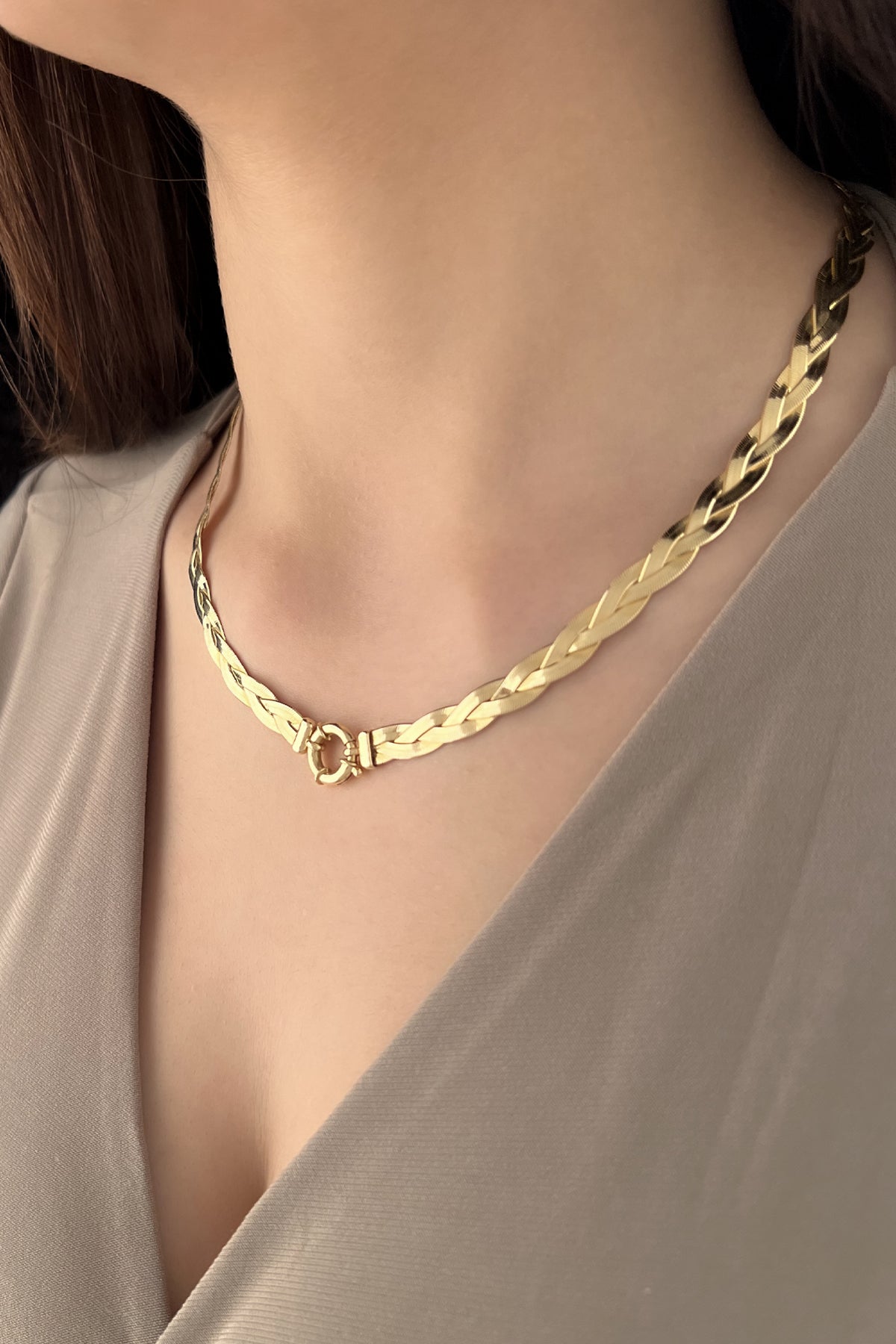 14K Gold Twisted Herringbone Chain