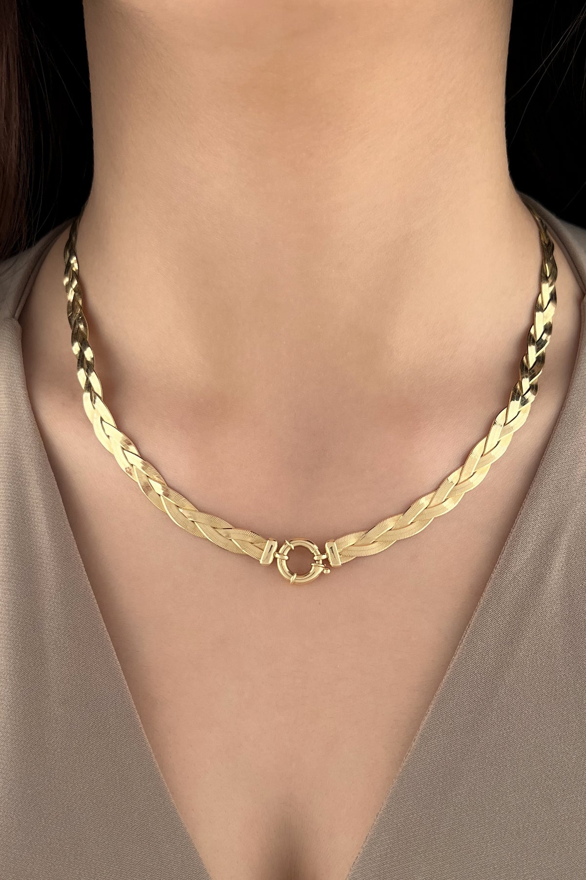 14K Gold Twisted Herringbone Chain