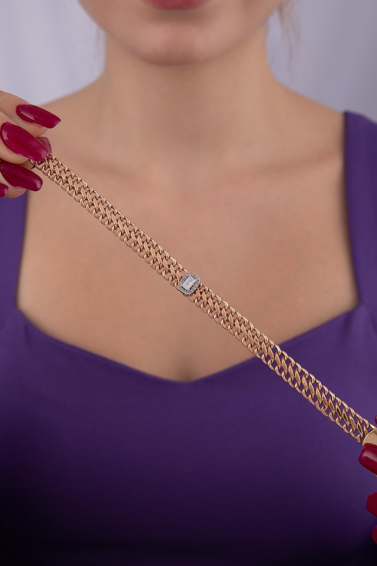 14K Gold vienna Baguette Bracelet