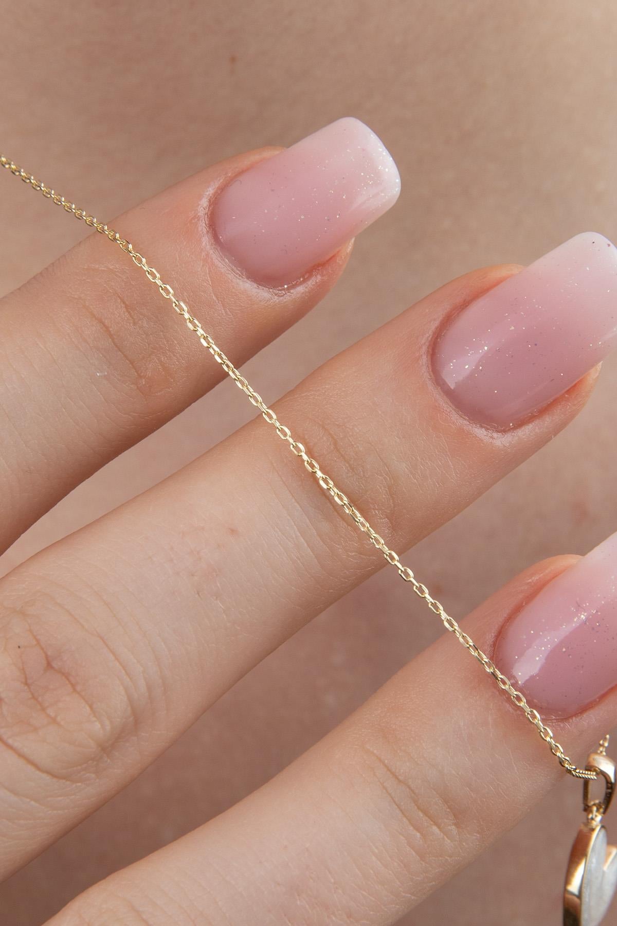 14K Gold White Enamel Small Heart Shape Necklace
