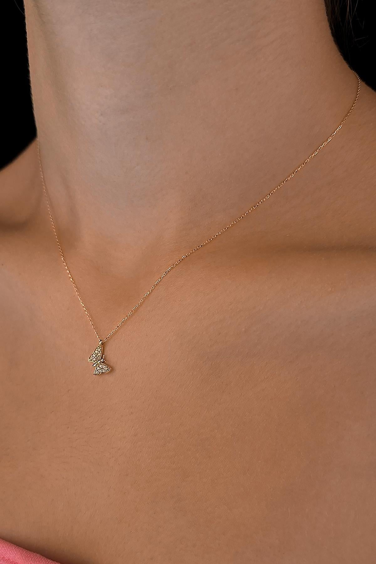 14K Gold Wings Butterfly Necklace