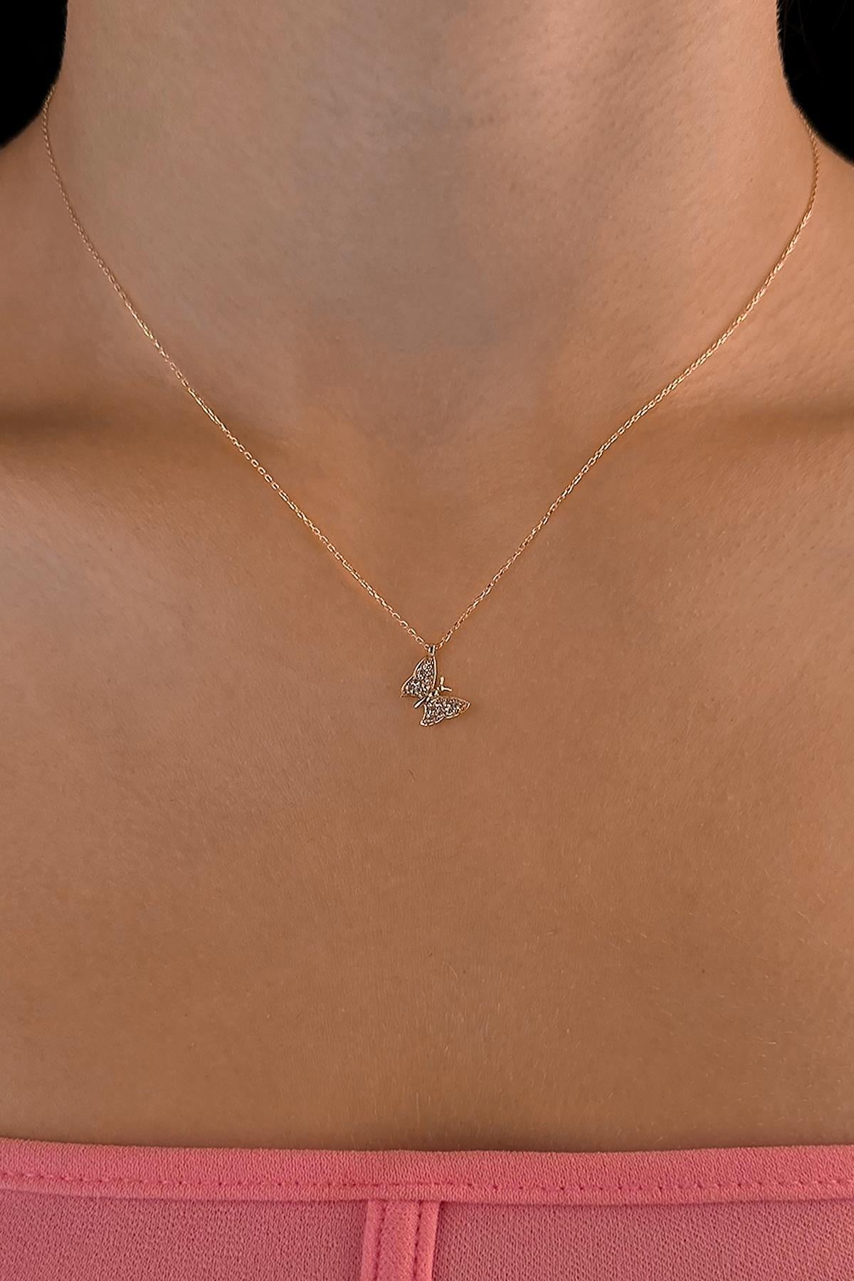 14K Gold Wings Butterfly Necklace