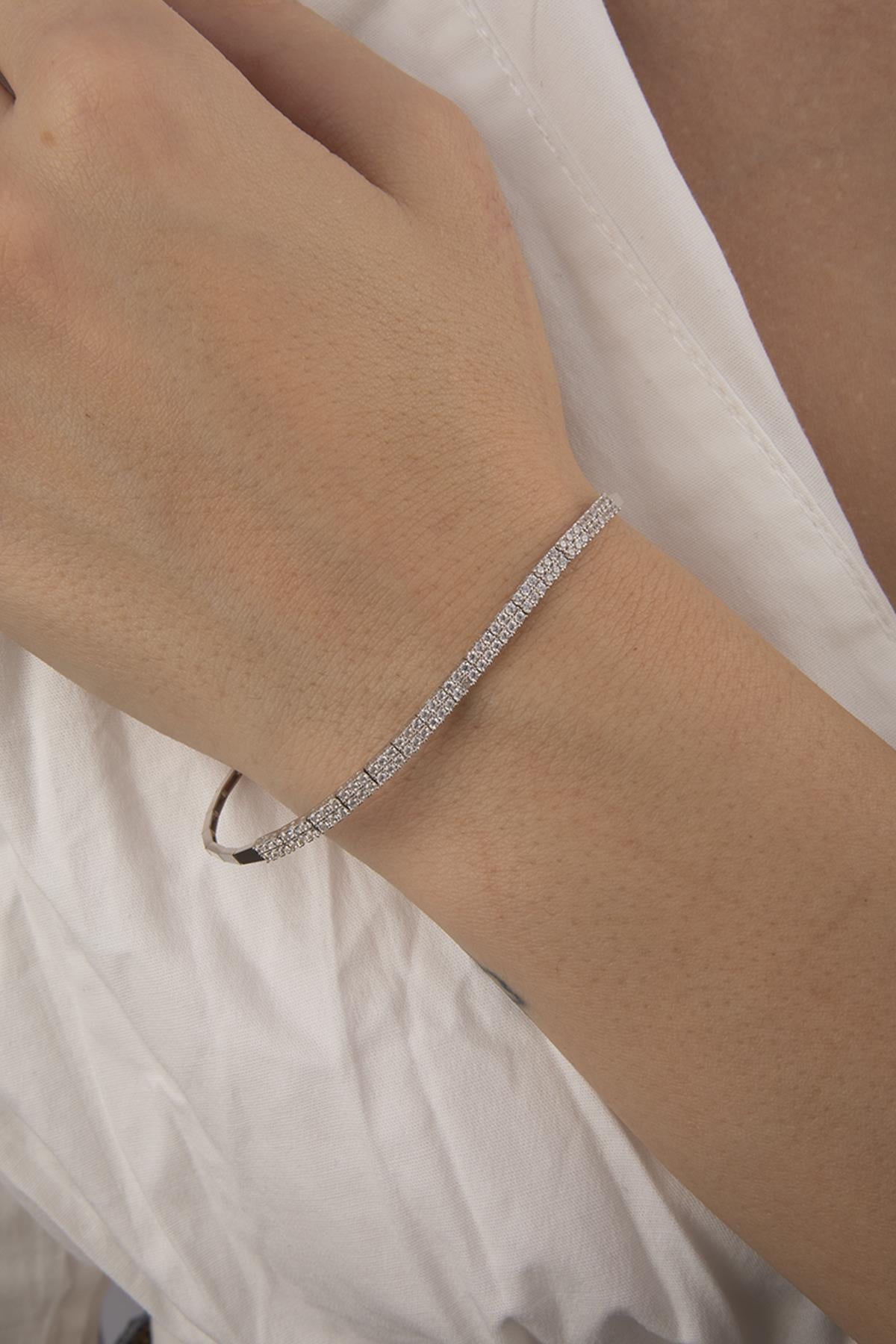 14K Gold Double Row Tennis Set (Necklace , Earrings , Bracelet )