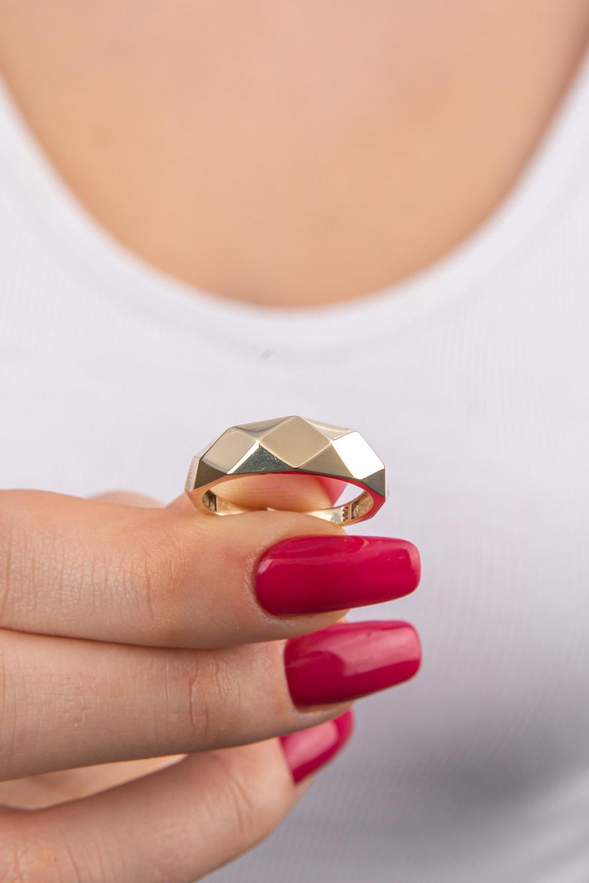 14K Gold Faceted Ring