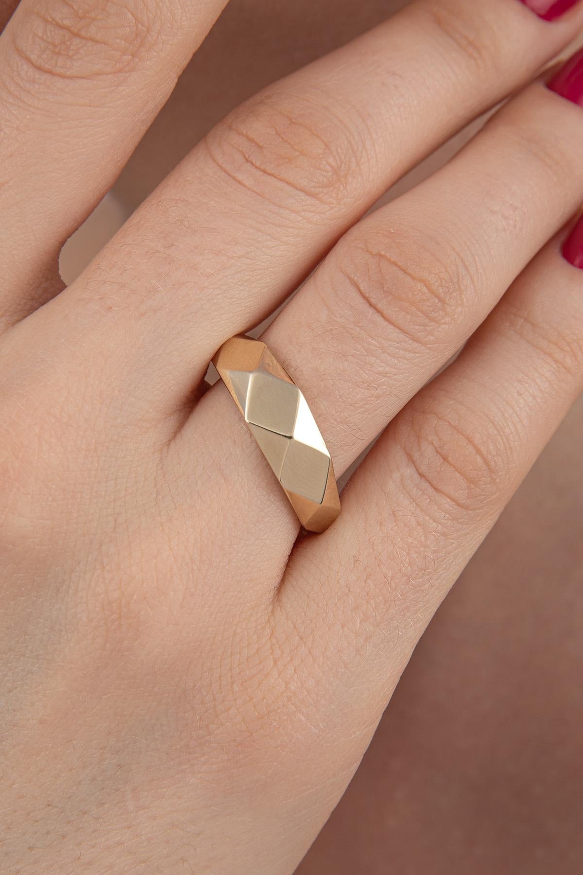 14K Gold Faceted Ring