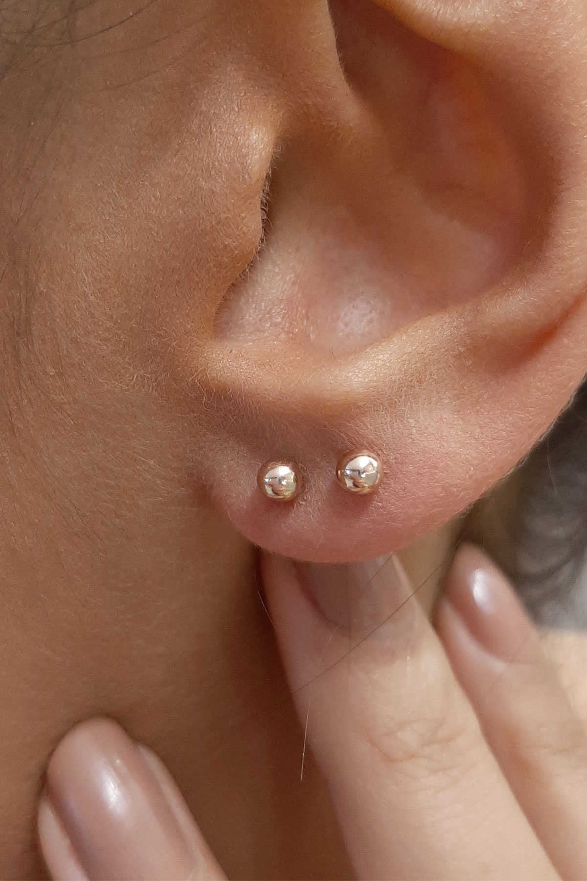 14K Gold Ball Stud Earrings 0.149 inch