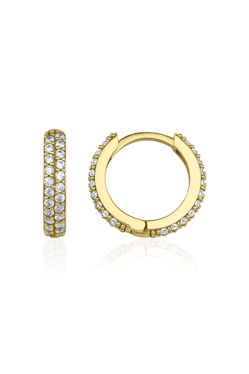 Stone Set Gold Hoop Earrings