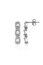 14ct Gold Baguette Cut Cluster Earrings