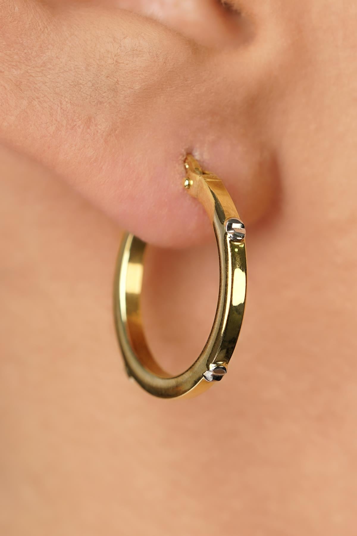 14ct Gold Bold Spike Hoop Earrings