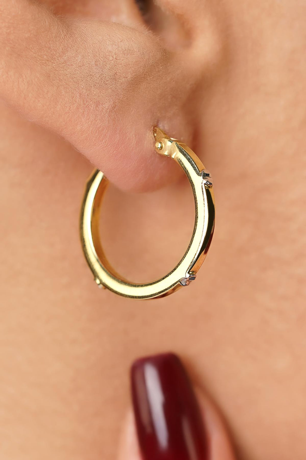 14ct Gold Bold Spike Hoop Earrings