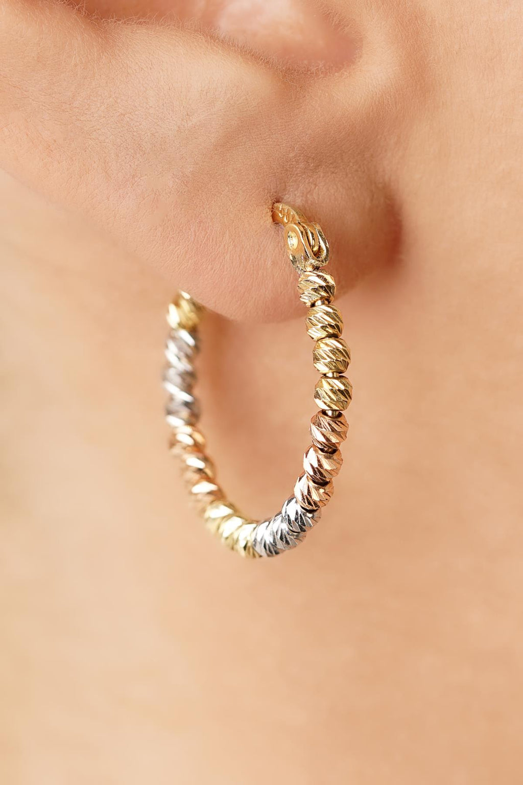 14ct Gold Colorful Beaded Hoop Earrings