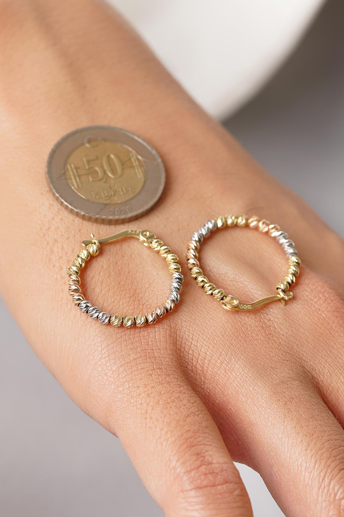 14ct Gold Colorful Beaded Hoop Earrings