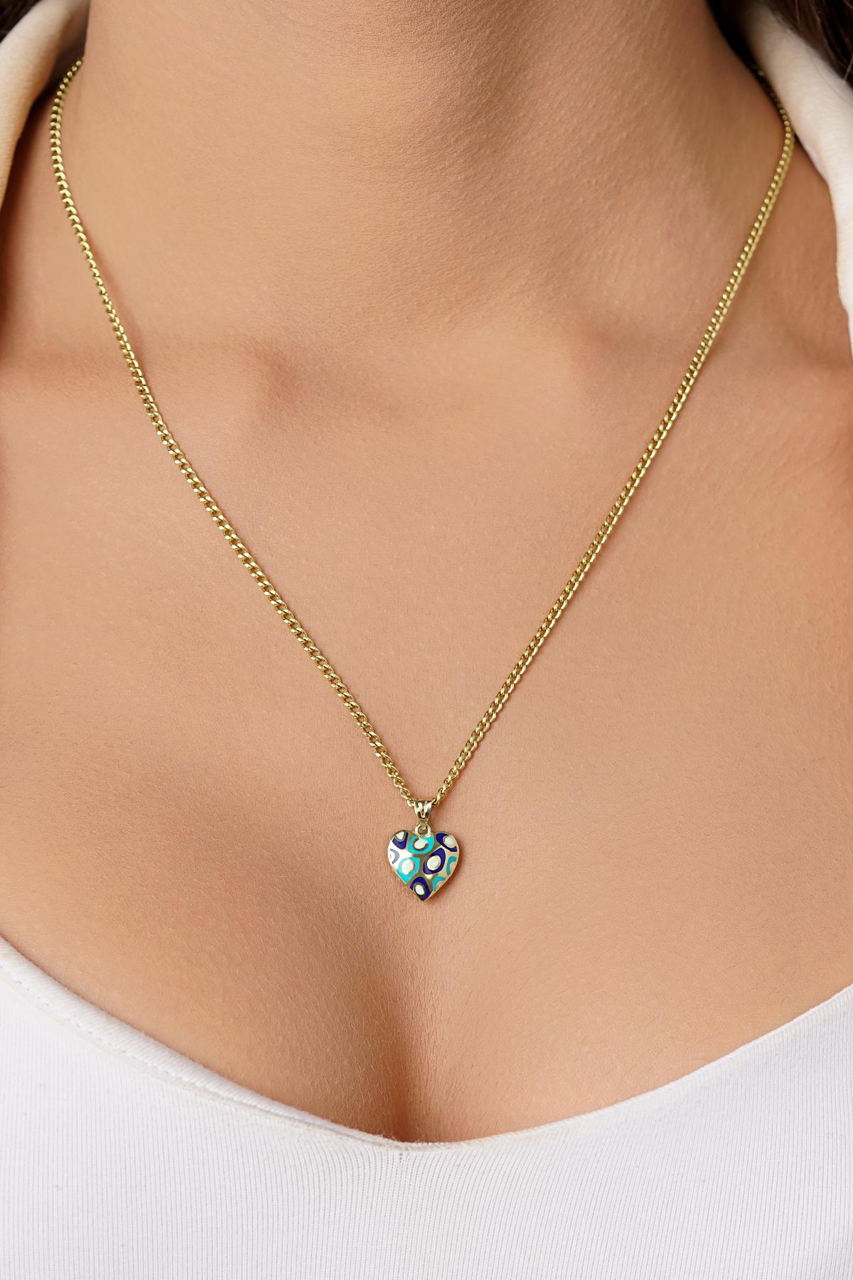 14ct Gold Colorful Charm Necklace, Curb Chain