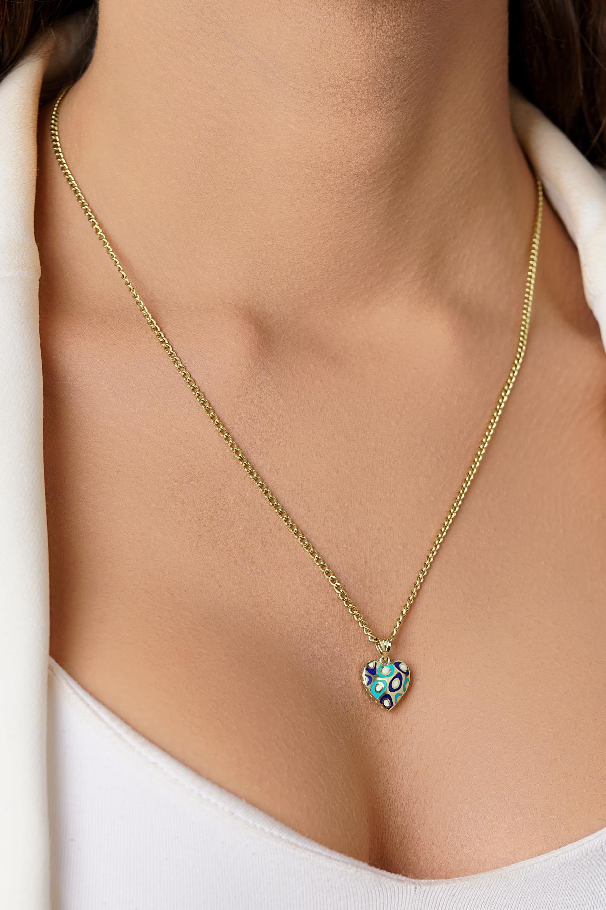 14ct Gold Colorful Charm Necklace, Curb Chain